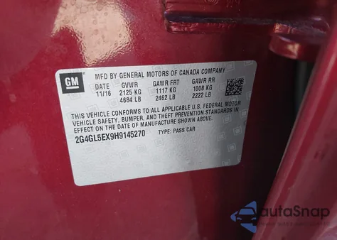 2017 Buick Regal Turbo Sport Touring из США, поврежденный, VIN 2G4GL5EX9H9145270